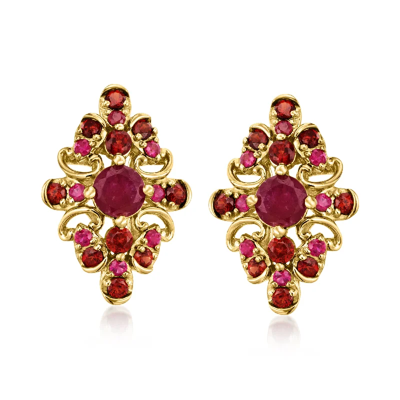 Elegant Jewelry, Exclusive Prices – Shop Now Ross-Simons Ruby and . Garnet Earrings in 14kt Yellow Gold Elegant Jewelry, Exclusive Prices – Shop Now Ross-Simons Ruby and . Garnet Earrings in 14kt Yellow Gold