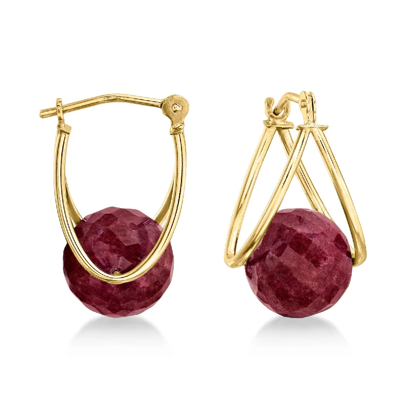 Affordable Glamour – Premium Jewelry At Special Prices Ross-Simons Ruby Bead Double-Hoop Earrings in 14kt Yellow Gold Affordable Glamour – Premium Jewelry At Special Prices Ross-Simons Ruby Bead Double-Hoop Earrings in 14kt Yellow Gold