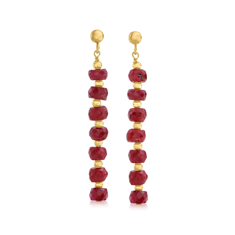 The Perfect Accessory For Less – Jewelry Sale Live Ross-Simons Ruby Bead Linear Drop Earrings in 14kt Yellow Gold The Perfect Accessory For Less – Jewelry Sale Live Ross-Simons Ruby Bead Linear Drop Earrings in 14kt Yellow Gold