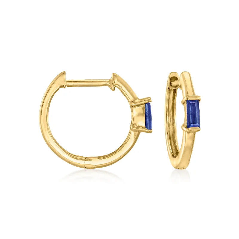 Get The Sparkle You Love At Prices You Adore Ross-Simons Sapphire Huggie Hoop Earrings in 14kt Yellow Gold Get The Sparkle You Love At Prices You Adore Ross-Simons Sapphire Huggie Hoop Earrings in 14kt Yellow Gold