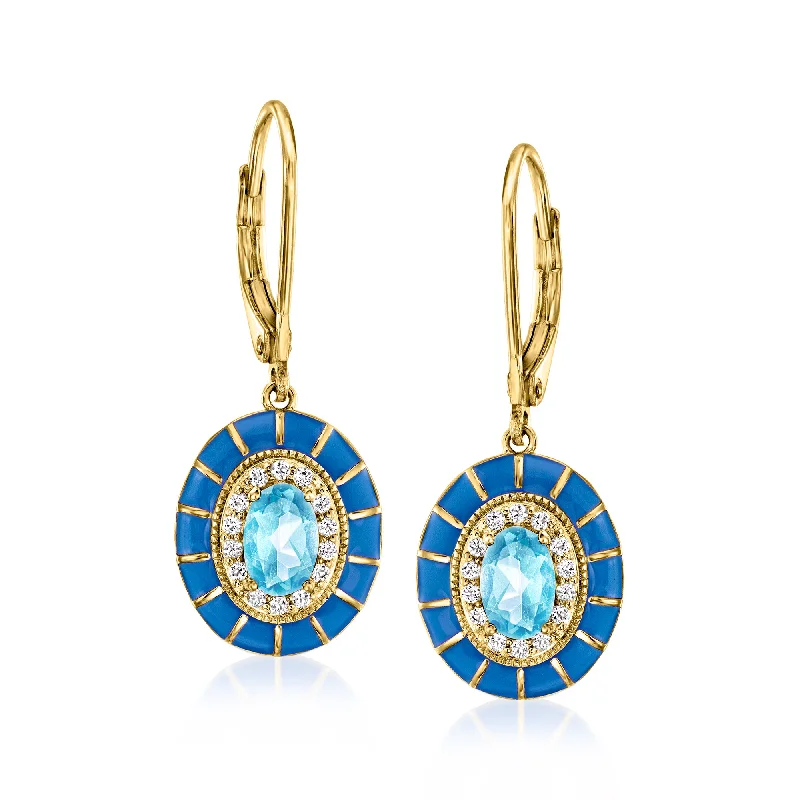 Stunning Jewelry At Even More Stunning Prices Ross-Simons Swiss Blue and White Topaz Drop Earrings With Blue Enamel in 18kt Gold Over Sterling Stunning Jewelry At Even More Stunning Prices Ross-Simons Swiss Blue and White Topaz Drop Earrings With Blue Enamel in 18kt Gold Over Sterling