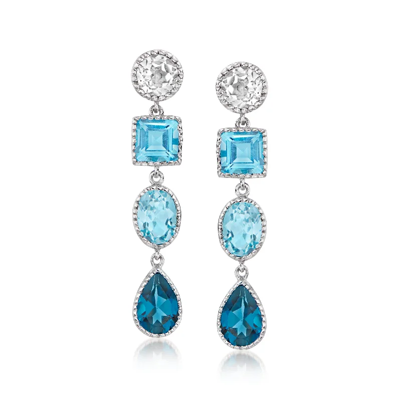 Get The Best Deals On Timeless Jewelry Pieces Ross-Simons Tonal Blue and White Topaz Drop Earrings in Sterling Silver Get The Best Deals On Timeless Jewelry Pieces Ross-Simons Tonal Blue and White Topaz Drop Earrings in Sterling Silver