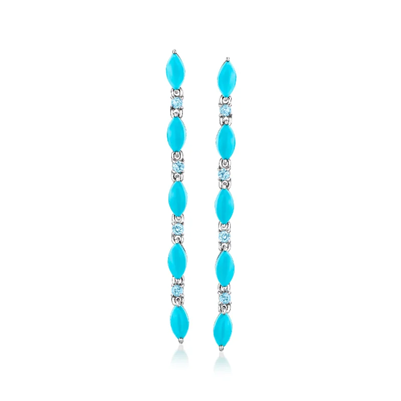 Affordable Gold-Plated Jewelry For Modern Fashion Ross-Simons Turquoise and . Sky Blue Topaz Linear Drop Earrings in Sterling Silver Affordable Gold-Plated Jewelry For Modern Fashion Ross-Simons Turquoise and . Sky Blue Topaz Linear Drop Earrings in Sterling Silver