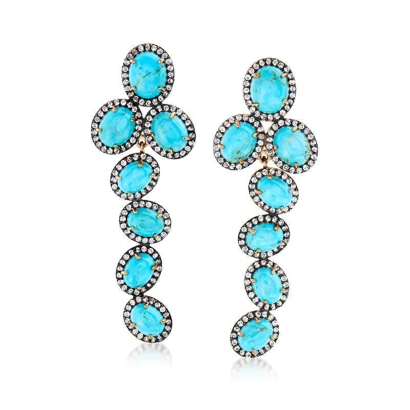 Stunning Jewelry Pieces At The Lowest Prices Ever Ross-Simons Turquoise and White Topaz Drop Earrings in 18kt Gold Over Sterling Stunning Jewelry Pieces At The Lowest Prices Ever Ross-Simons Turquoise and White Topaz Drop Earrings in 18kt Gold Over Sterling