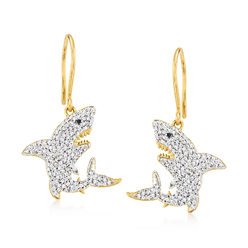 Jewelry Clearance Event – Stock Up Before It's Over Ross-Simons White and Black Diamond Shark Drop Earrings in 18kt Gold Over Sterling Jewelry Clearance Event – Stock Up Before It's Over Ross-Simons White and Black Diamond Shark Drop Earrings in 18kt Gold Over Sterling