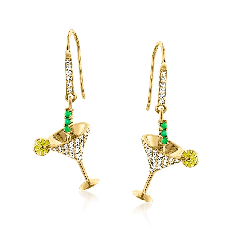 Luxury Jewelry Clearance – Shop Premium Styles Now Ross-Simons White Topaz and . Emerald Martini Cocktail Drop Earrings With Yellow Enamel in 18kt Gold Over Sterling Luxury Jewelry Clearance – Shop Premium Styles Now Ross-Simons White Topaz and . Emerald Martini Cocktail Drop Earrings With Yellow Enamel in 18kt Gold Over Sterling
