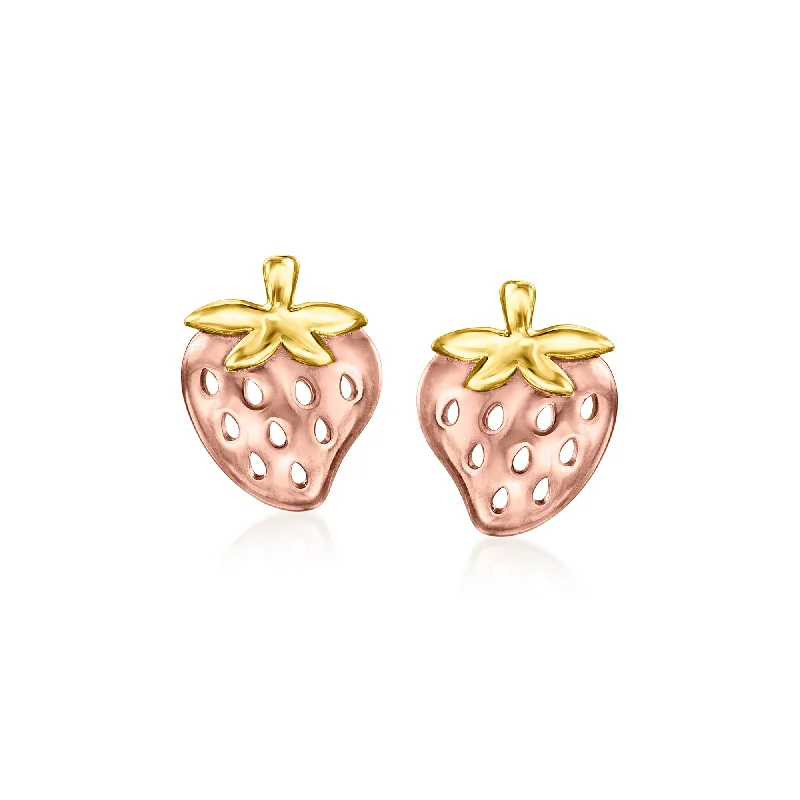 Shop Modern Jewelry Collections With Exclusive Discounts RS Pure by Ross-Simons 14kt 2-Tone Gold Strawberry Earrings