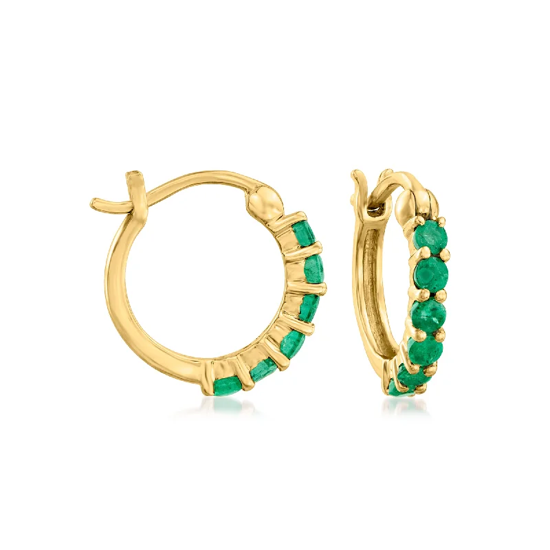 Limited-Time Offer On Elegant Jewelry Pieces RS Pure by Ross-Simons Emerald Huggie Hoop Earrings in 14kt Yellow Gold Limited-Time Offer On Elegant Jewelry Pieces RS Pure by Ross-Simons Emerald Huggie Hoop Earrings in 14kt Yellow Gold