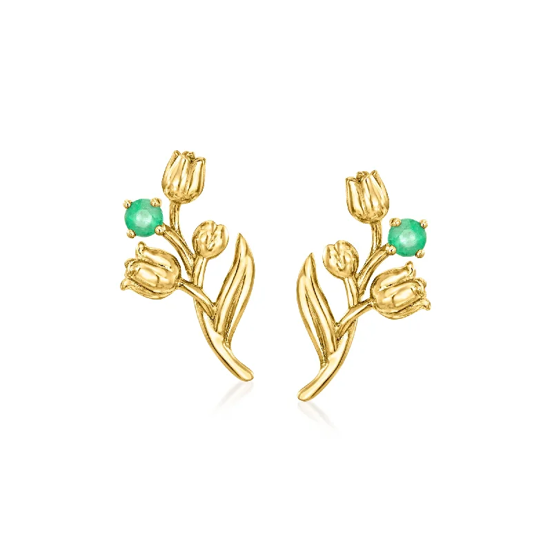 Trending Jewelry Styles Now At Limited-Time Discounts RS Pure by Ross-Simons Emerald Lily Of The Valley Flower Earrings in 14kt Yellow Gold