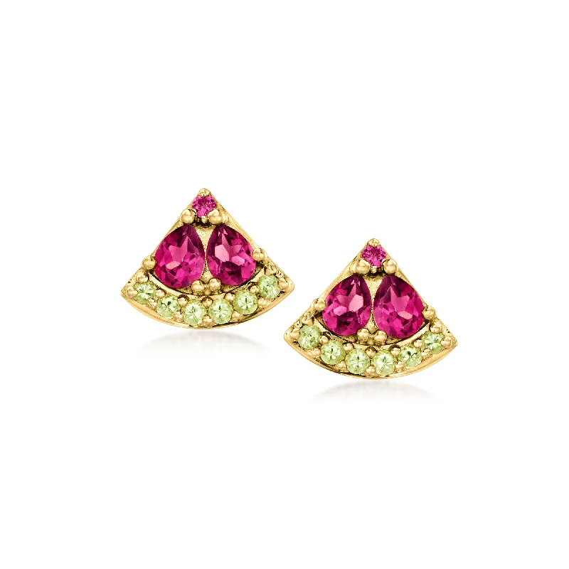 Discounted Jewelry For A Glamorous Look RS Pure by Ross-Simons Rhodolite Garnet and . Peridot Watermelon Earrings in 14kt Yellow Gold Discounted Jewelry For A Glamorous Look RS Pure by Ross-Simons Rhodolite Garnet and . Peridot Watermelon Earrings in 14kt Yellow Gold