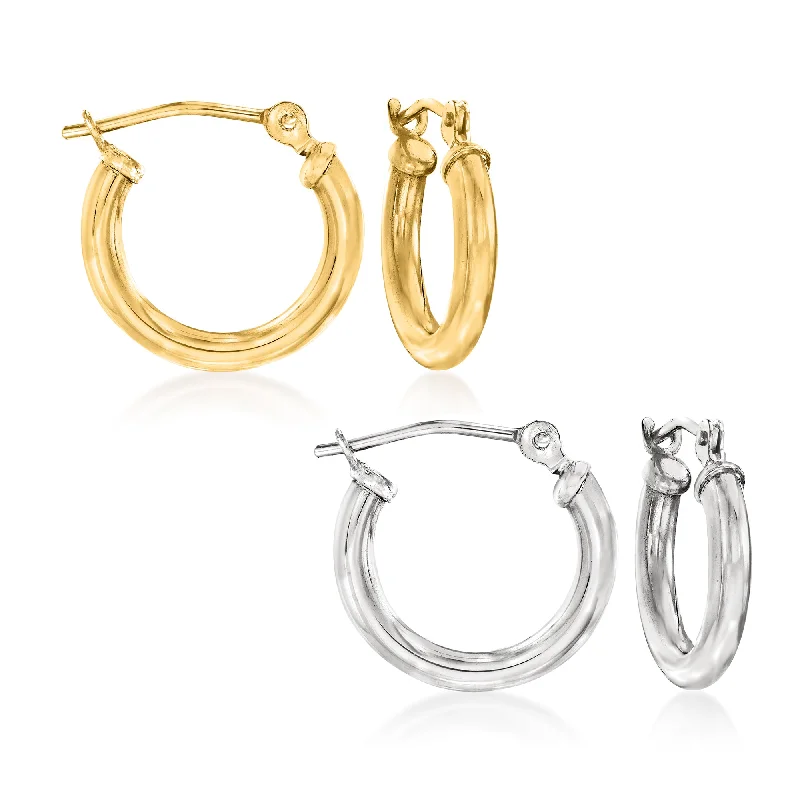 Huge Savings On Timeless Jewelry Collections RS Pure by Ross-Simons Sterling Silver and 14kt Yellow Gold Jewelry Set: 2 Pairs Of Huggie Hoop Earrings Huge Savings On Timeless Jewelry Collections RS Pure by Ross-Simons Sterling Silver and 14kt Yellow Gold Jewelry Set: 2 Pairs Of Huggie Hoop Earrings