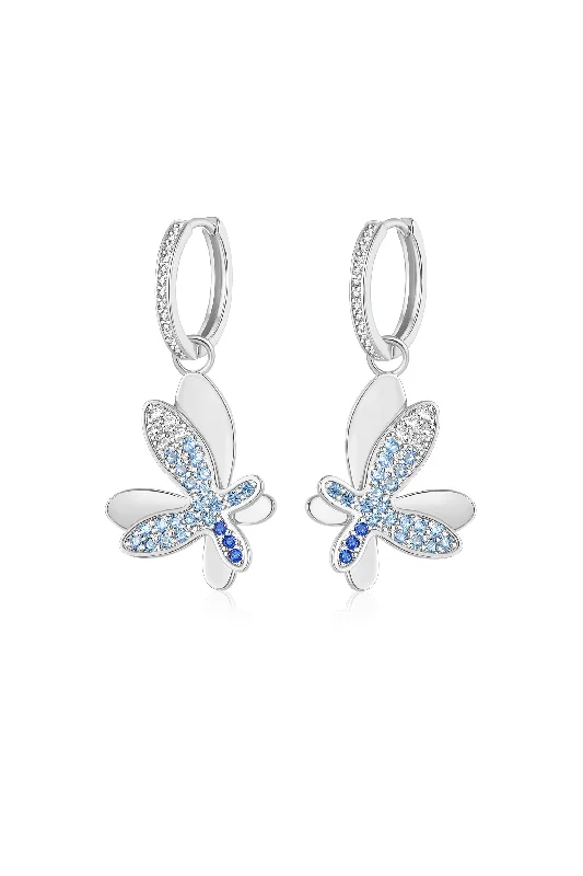 Elegant Necklaces And Bracelets At Limited-Time Offers Silver Gradient Blue Pavé Diamond Butterfly Dangle Drop Hoop Earrings Elegant Necklaces And Bracelets At Limited-Time Offers Silver Gradient Blue Pavé Diamond Butterfly Dangle Drop Hoop Earrings