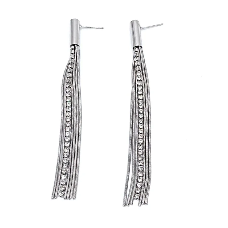Luxury Jewelry At Unbeatable Discounts Silver Plated Chain and Stone Drop Earrings