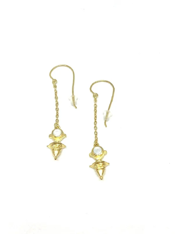 Fashion-Forward Geometric Jewelry For Contemporary Style Small Cone Mother Of Pearl Tuareg Earrings In Gold Fashion-Forward Geometric Jewelry For Contemporary Style Small Cone Mother Of Pearl Tuareg Earrings In Gold