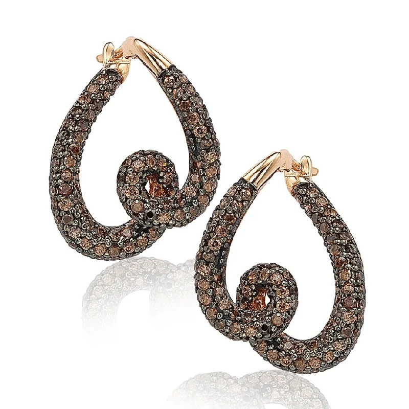 Grab Your Dream Jewelry At The Lowest Prices Suzy Levian Rose Sterling Silver Brown Cubic Zirconia Swirl Earrings Grab Your Dream Jewelry At The Lowest Prices Suzy Levian Rose Sterling Silver Brown Cubic Zirconia Swirl Earrings