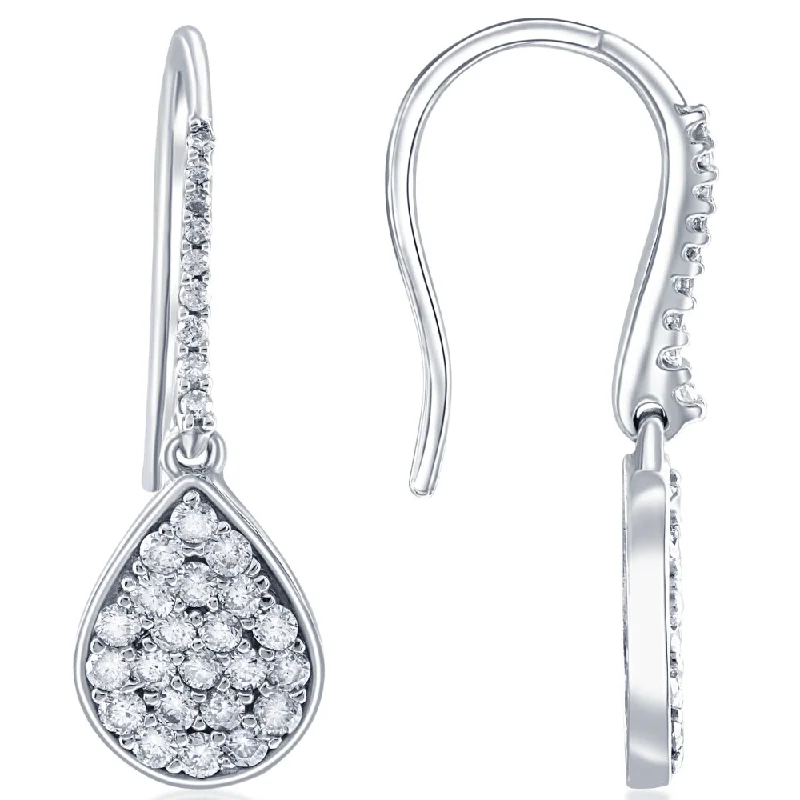 Seasonal Jewelry Sale – Upgrade Your Collection VS 1 1/8ct Diamond Hoops Dangle Pear Shape Earrings 18K White Gold 1 1/4" Tall Seasonal Jewelry Sale – Upgrade Your Collection VS 1 1/8ct Diamond Hoops Dangle Pear Shape Earrings 18K White Gold 1 1/4" Tall