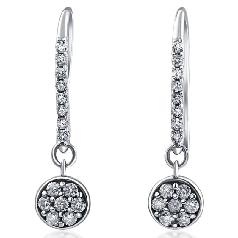 Limited Stock On Premium Jewelry At Low Prices VS 3/8ct Diamond Hoops Pave Dangle Earrings 18K White Gold 1" Tall Limited Stock On Premium Jewelry At Low Prices VS 3/8ct Diamond Hoops Pave Dangle Earrings 18K White Gold 1" Tall