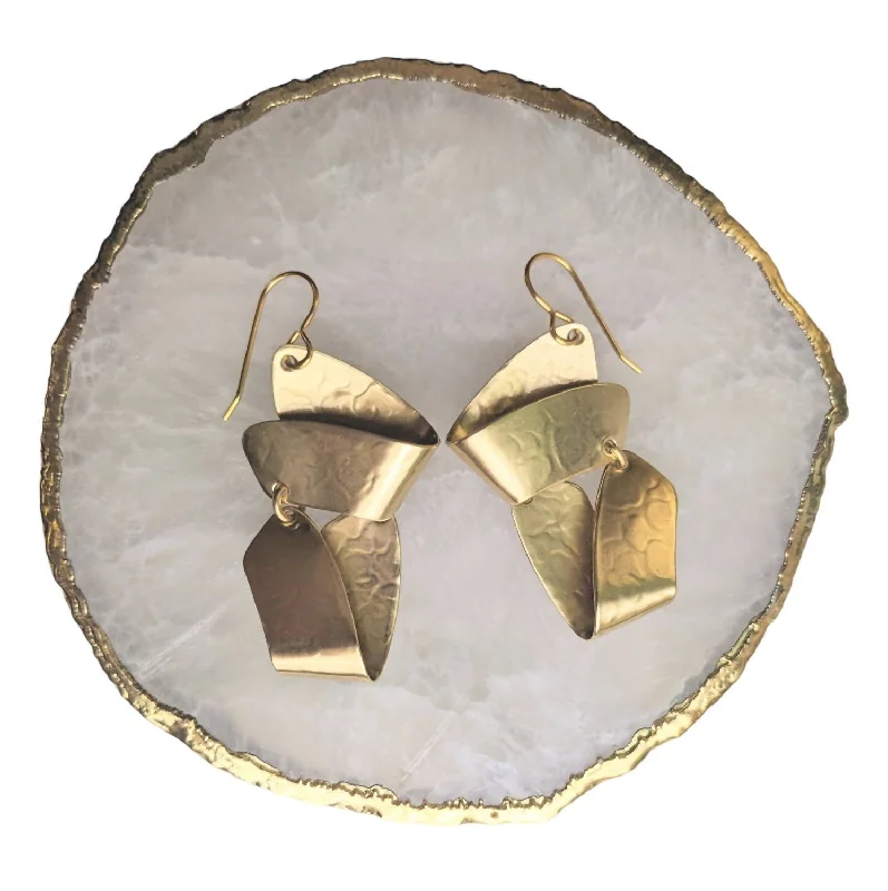 Timeless Elegance, Temporary Discounts – Act Fast Women's Abstract Brass Dangly Earrings In Gold Timeless Elegance, Temporary Discounts – Act Fast Women's Abstract Brass Dangly Earrings In Gold