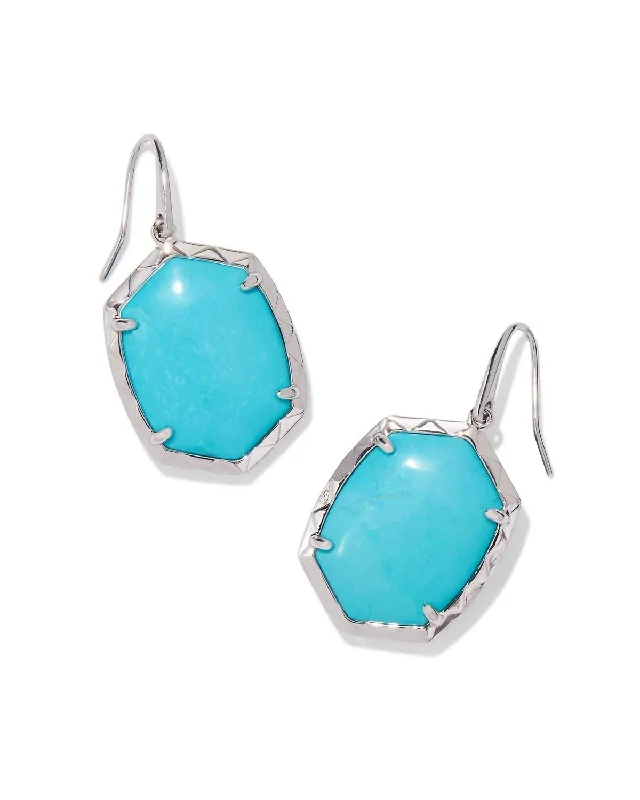 Trendy Minimalist Jewelry For Everyday Wear Women's Daphne Drop Earrings In Silver Variegated Turquoise Magnesite Trendy Minimalist Jewelry For Everyday Wear Women's Daphne Drop Earrings In Silver Variegated Turquoise Magnesite