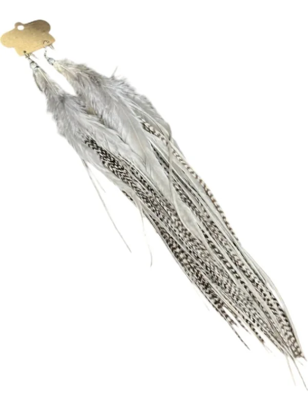 Premium Diamond Jewelry At Once-In-A-Lifetime Discounts Women's Long Feathered Earrings In Grey & Brown Premium Diamond Jewelry At Once-In-A-Lifetime Discounts Women's Long Feathered Earrings In Grey & Brown