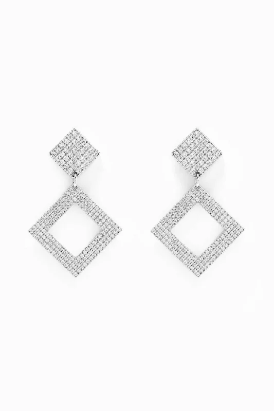 Get Your Favorite Jewelry At The Best Price Women's Pave Princess Earrings In Silver Get Your Favorite Jewelry At The Best Price Women's Pave Princess Earrings In Silver
