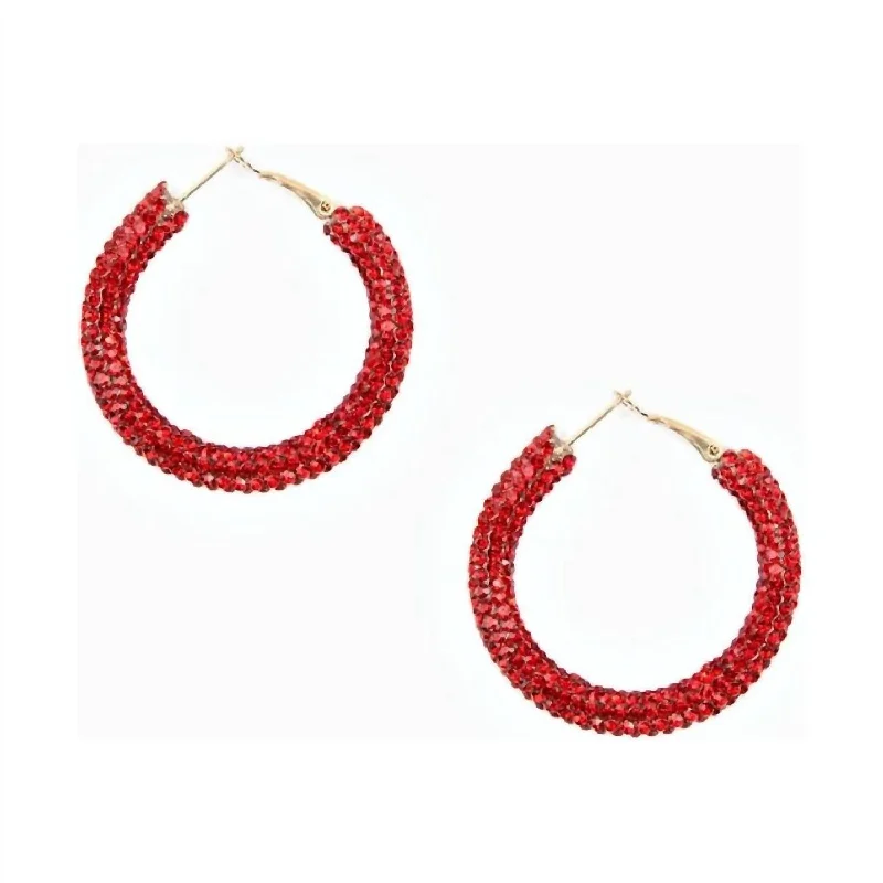 Exclusive Jewelry Bundles At Discounted Prices Women's Rhinestone Hoop Earrings In Red