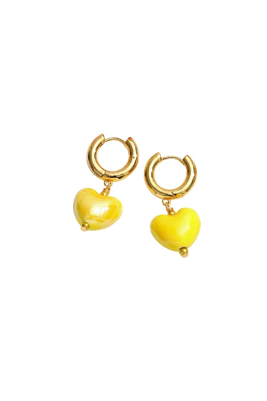 Elegant Jewelry Styles At Budget-Friendly Prices Yellow Ceramic Heart Dangle Earrings