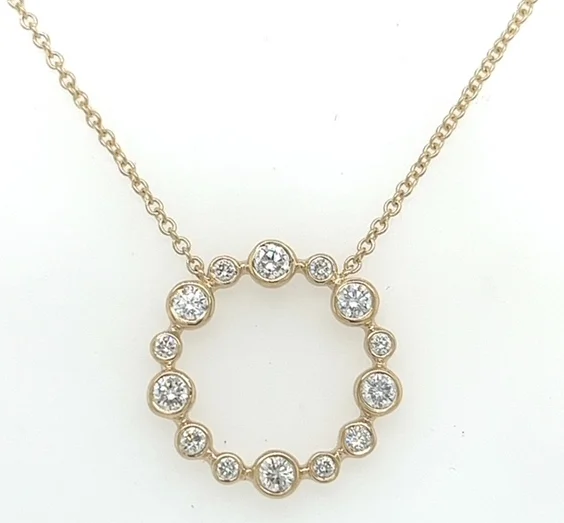 Exclusive Gemstone Jewelry At Special Prices 14K Yellow Gold Round Shape Diamond Circle Pendant with a 14K Yellow Gold Cable Link Necklace (.61ctw) Exclusive Gemstone Jewelry At Special Prices 14K Yellow Gold Round Shape Diamond Circle Pendant with a 14K Yellow Gold Cable Link Necklace (.61ctw)