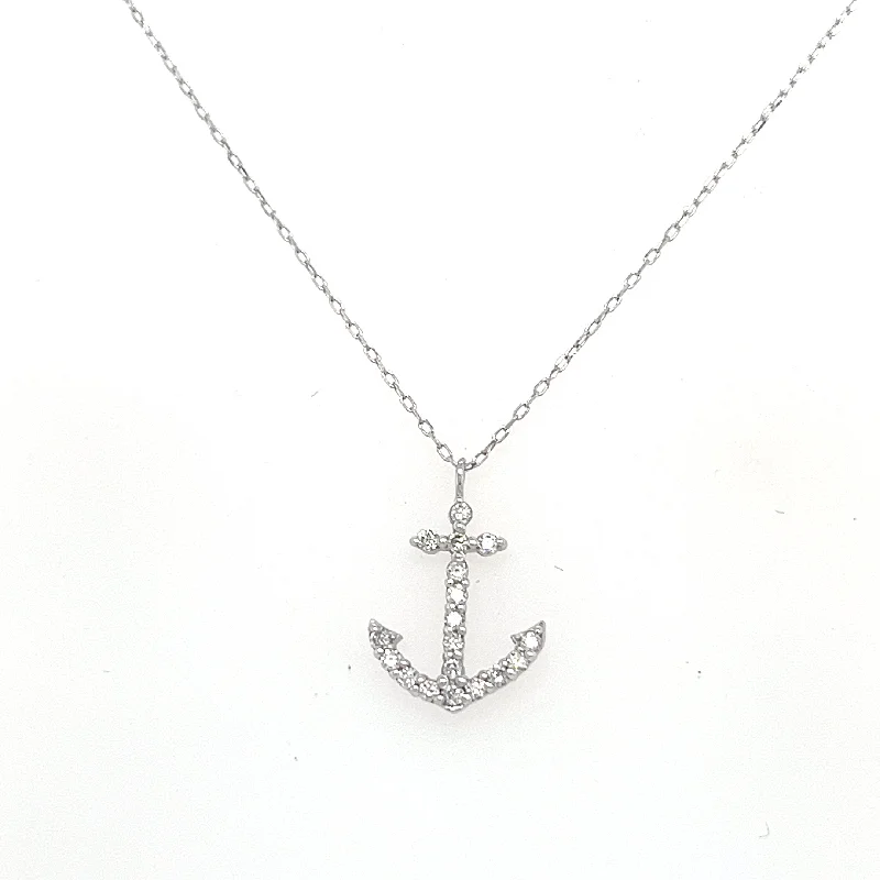 Unmissable Jewelry Sale – Shop Before It's Too Late 18K White Gold Round Shape Diamond Anchor Necklace (.11ctw) Unmissable Jewelry Sale – Shop Before It's Too Late 18K White Gold Round Shape Diamond Anchor Necklace (.11ctw)