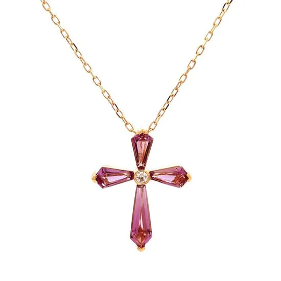 Exclusive Jewelry Sale – Shine For Less Garnet & Diamond Cross Necklace