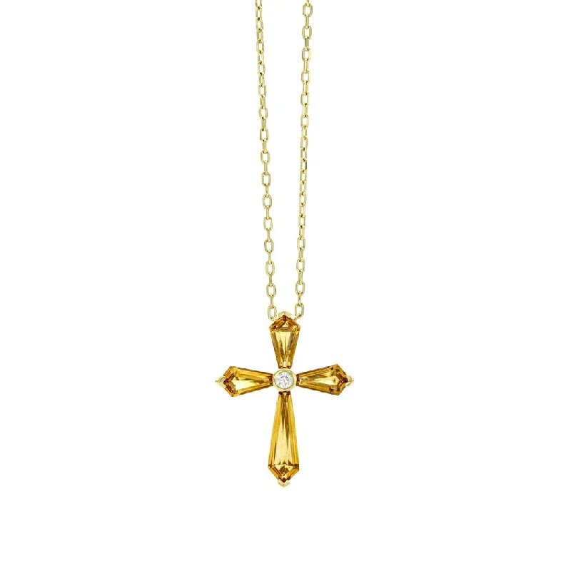 Gorgeous Jewelry, Limited-Time Savings Citrine & Diamond Cross Pendant