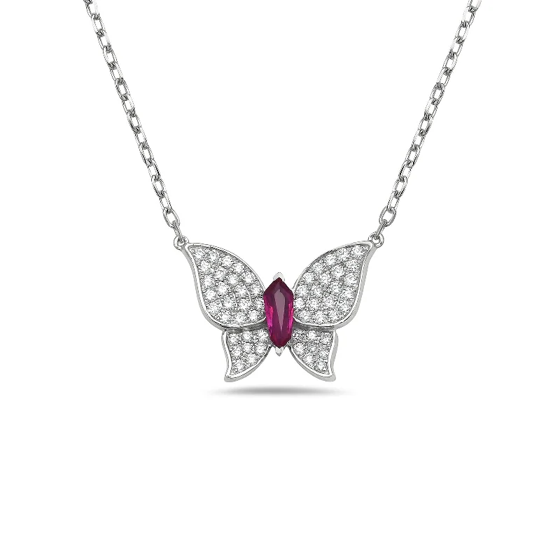 Special Deals On Handcrafted And Designer Jewelry Ruby & Diamond Butterfly Pendant