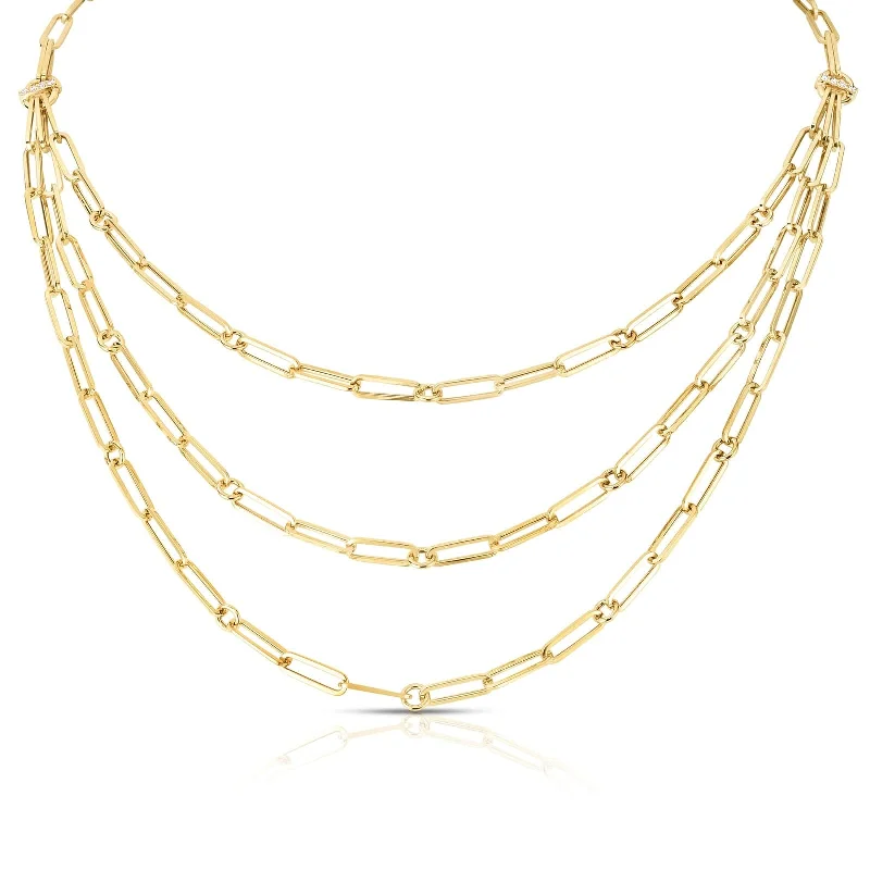 Trendy Minimalist Jewelry For Everyday Wear Diamond Triple Strand Paperclip Necklace Trendy Minimalist Jewelry For Everyday Wear Diamond Triple Strand Paperclip Necklace
