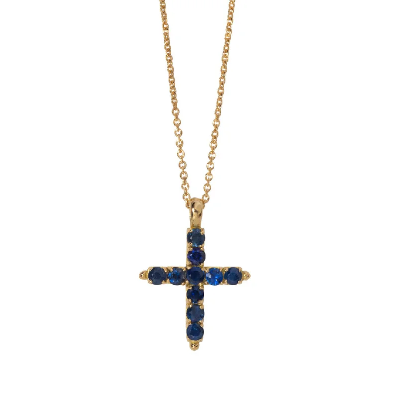 Get The Jewelry You Love At A Price You Love Blue Sapphire Cross 18K Gold Pendant Necklace Get The Jewelry You Love At A Price You Love Blue Sapphire Cross 18K Gold Pendant Necklace