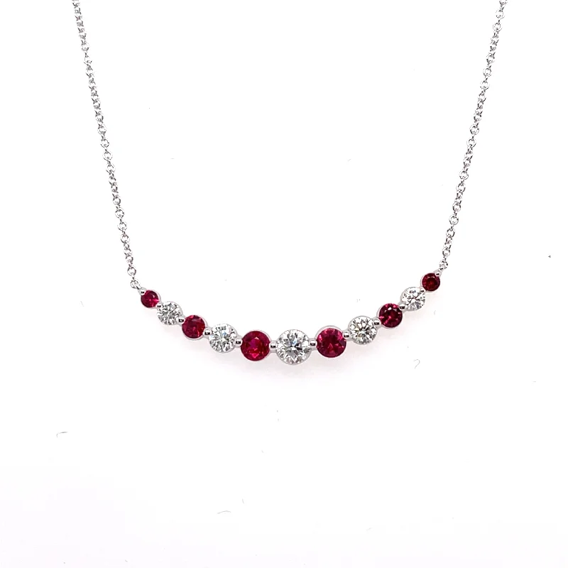 Luxury Jewelry Without The Luxury Price Tag Bremer Jewelry 18K White Gold and 18K White Gold Round Rubies and Diamonds Necklace (1.13ctw) Luxury Jewelry Without The Luxury Price Tag Bremer Jewelry 18K White Gold and 18K White Gold Round Rubies and Diamonds Necklace (1.13ctw)