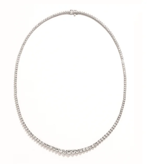 Exclusive Online Jewelry Sale – Don't Wait Bremer Jewelry Round Shape Diamond 18K White Gold Riviera Necklace (8.08ctw)