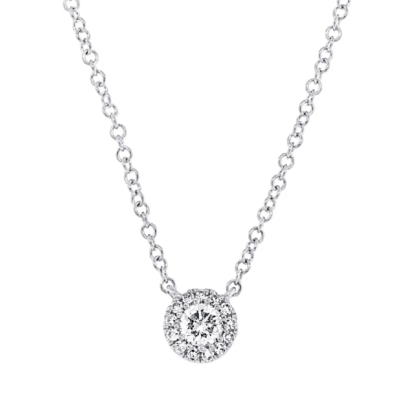 Discounted Luxury Jewelry – Shine Without The Splurge Center Of My World 14K White Gold Round Shape Diamond Halo Pendant with a 14K White Gold Cable Link Necklace (0.17ctw) Discounted Luxury Jewelry – Shine Without The Splurge Center Of My World 14K White Gold Round Shape Diamond Halo Pendant with a 14K White Gold Cable Link Necklace (0.17ctw)