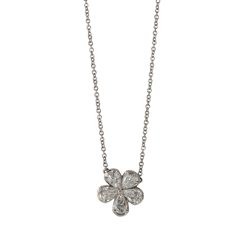 Limited-Stock Jewelry Sale – Once It's Gone, It's Gone .97ctw L’Amour Crisscut Pear Diamond Flower Pendant Necklace Limited-Stock Jewelry Sale – Once It's Gone, It's Gone .97ctw L’Amour Crisscut Pear Diamond Flower Pendant Necklace