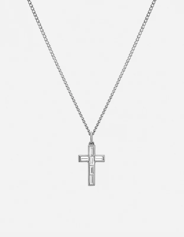 Elegant Jewelry Pieces At Unbelievable Prices Cruxe Baguette Diamond Necklace, Sterling Silver Elegant Jewelry Pieces At Unbelievable Prices Cruxe Baguette Diamond Necklace, Sterling Silver