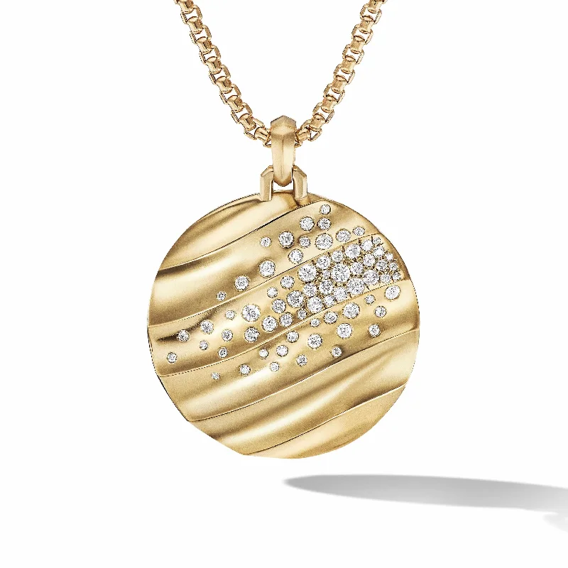 Dainty Floral Jewelry For Feminine Elegance Cable Edge Pendant in Recycled 18K Yellow Gold with Pave Diamonds Dainty Floral Jewelry For Feminine Elegance Cable Edge Pendant in Recycled 18K Yellow Gold with Pave Diamonds