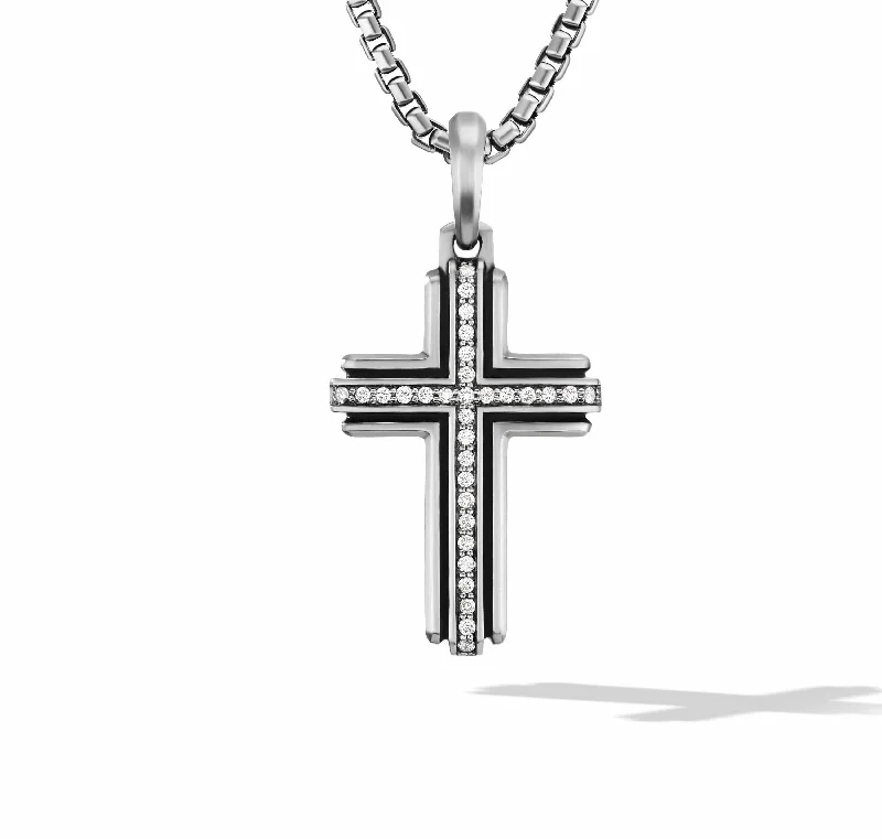Shine Without Limits – Jewelry Sale Happening Now Deco Cross Pendant in Sterling Silver with Pave Diamonds