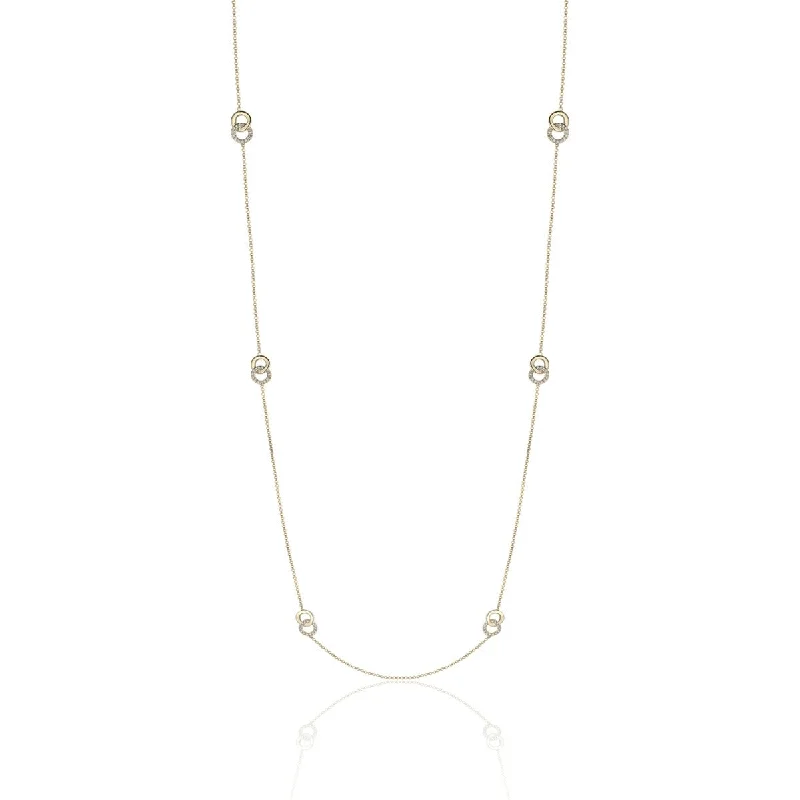 Luxury Jewelry At Unbeatable Discounts Diamond 14K Yellow Gold Circle Link Station Chain Necklace Luxury Jewelry At Unbeatable Discounts Diamond 14K Yellow Gold Circle Link Station Chain Necklace