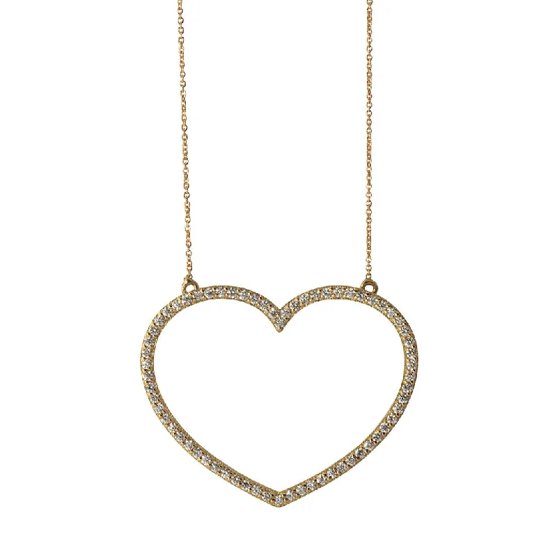Make Every Moment Shine – Jewelry Discounts Available Diamond 18K Gold Large Open Heart Necklace Make Every Moment Shine – Jewelry Discounts Available Diamond 18K Gold Large Open Heart Necklace