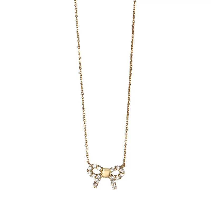 Shop Jewelry That Shines Without The High Price Diamond 18K Gold Mini Bow Pendant Necklace Shop Jewelry That Shines Without The High Price Diamond 18K Gold Mini Bow Pendant Necklace