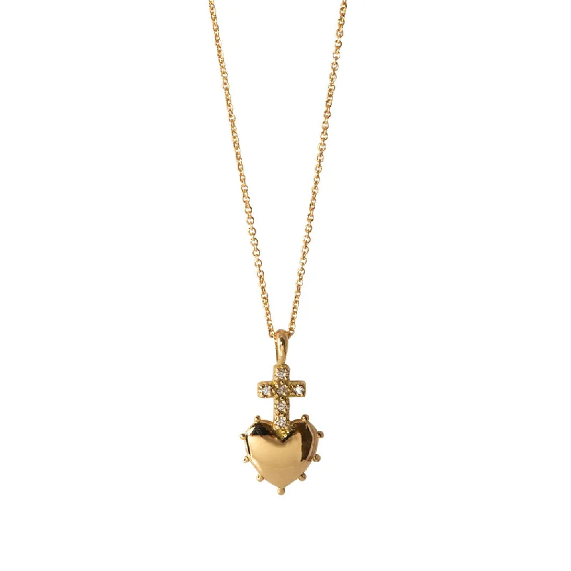 Grab Your Favorite Jewelry At The Lowest Prices Diamond Cross Heart 18K Gold Mini Pendant Necklace Grab Your Favorite Jewelry At The Lowest Prices Diamond Cross Heart 18K Gold Mini Pendant Necklace