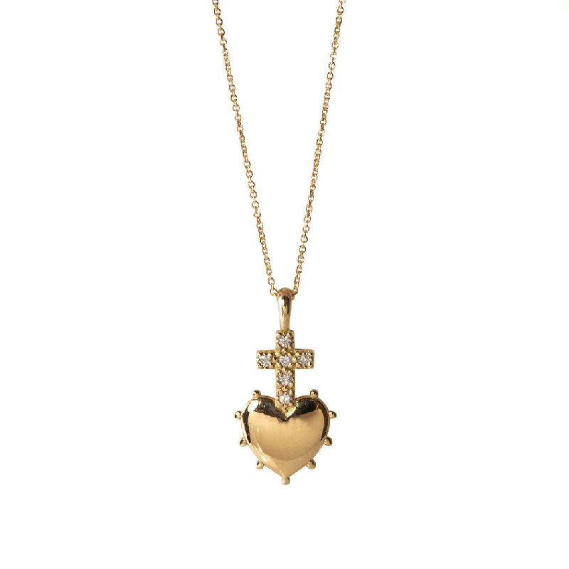 Seasonal Jewelry Deals – Elevate Your Style Diamond Cross Heart 18K Gold Small Pendant Necklace Seasonal Jewelry Deals – Elevate Your Style Diamond Cross Heart 18K Gold Small Pendant Necklace