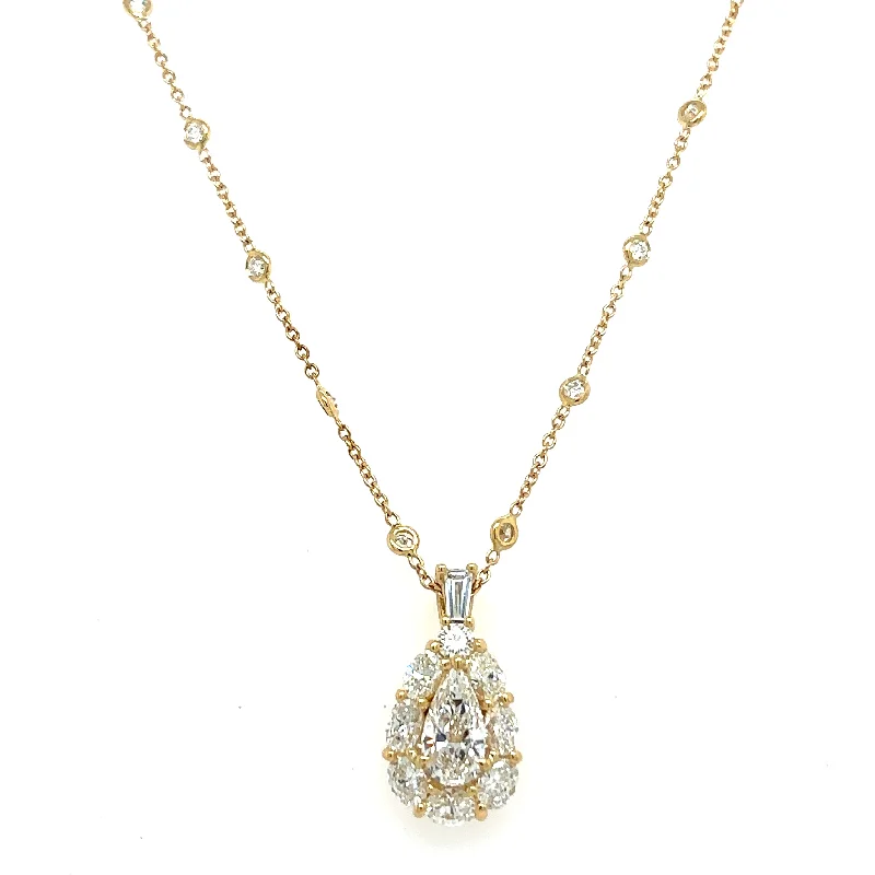 Last Chance To Grab Your Favorite Jewelry At A Discount JB Star 18K Yellow Gold Pear Shape Diamond and Diamonds Drop Pendant with a 18K Yellow Gold Cable Link Necklace (2.78ctw) Last Chance To Grab Your Favorite Jewelry At A Discount JB Star 18K Yellow Gold Pear Shape Diamond and Diamonds Drop Pendant with a 18K Yellow Gold Cable Link Necklace (2.78ctw)