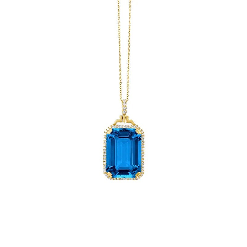 Shop Elegant Jewelry At Unbeatable Prices Blue Topaz and Diamond Gossip Pendant