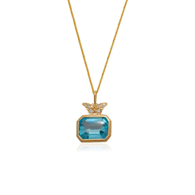 Timeless Jewelry At Special Discount Rates Blue Topaz & Diamond Butterfly Pendant