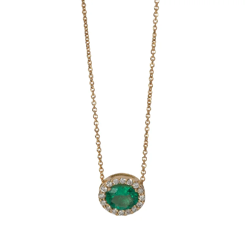 Sparkle For Less – Shop Our Limited-Time Jewelry Deals Oval Emerald & Diamond Pavé Halo 18K Gold Necklace Sparkle For Less – Shop Our Limited-Time Jewelry Deals Oval Emerald & Diamond Pavé Halo 18K Gold Necklace